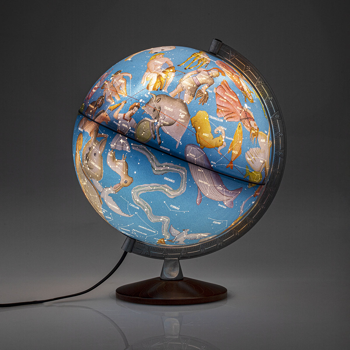 Columbus - Mappamondo antico su bella base in legno